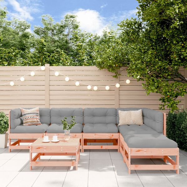 vidaXL Salon de jardin 7 pcs avec coussins bois massif douglas
