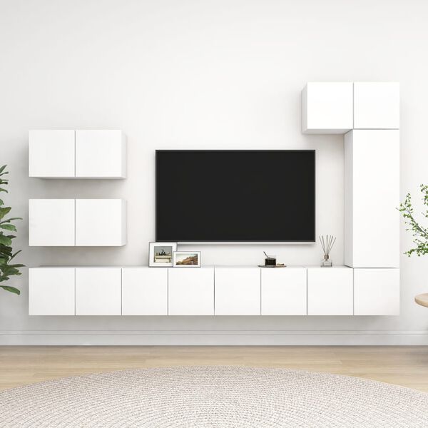 vidaXL Ensemble de meubles TV 8 pcs Blanc Bois d'ing&eacute;nierie