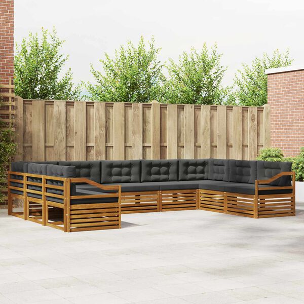 vidaXL Ensemble de canap&eacute;s d'ext&eacute;rieur 9 pcs Naturel et Anthracite