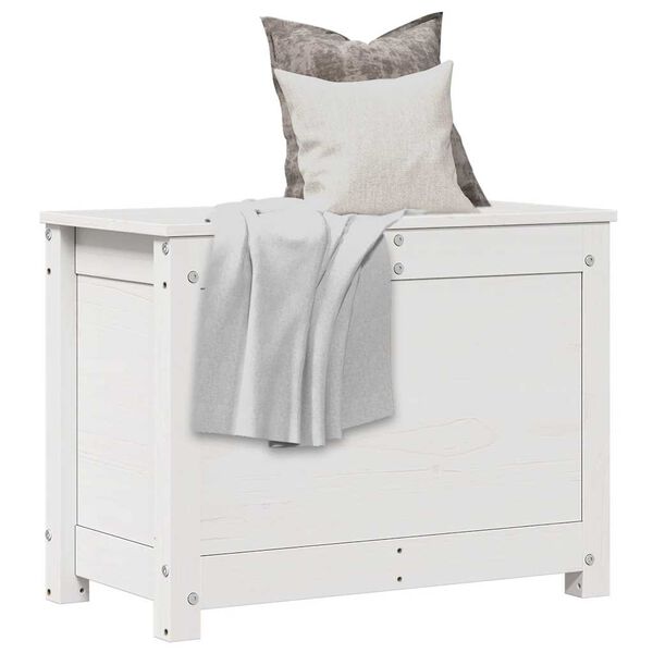 vidaXL Boîte de rangement Blanc 60x32x45,5 cm Bois massif de pin