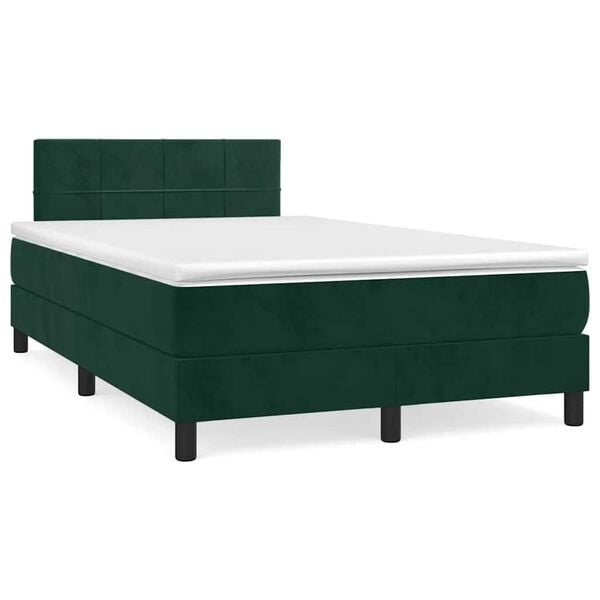 vidaXL Sommier &agrave; lattes de lit avec matelas LED vert fonc&eacute; 120x190 cm