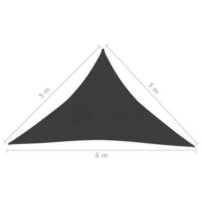 vidaXL Voile d'ombrage 160 g/m² Anthracite 5x5x6 m PEHD