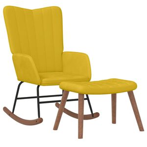 vidaXL Chaise &agrave; bascule avec repose-pied Jaune moutarde Velours