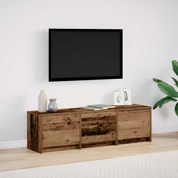 vidaXL Armoire TV avec LEDs avec tiroir Bois Ancien 140 x 34 x 40 cm