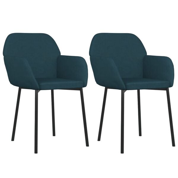 vidaXL Chaises &agrave; manger lot de 2 Bleu Velours
