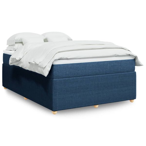 vidaXL Sommier à lattes de lit avec matelas Bleu 160x200 cm Tissu