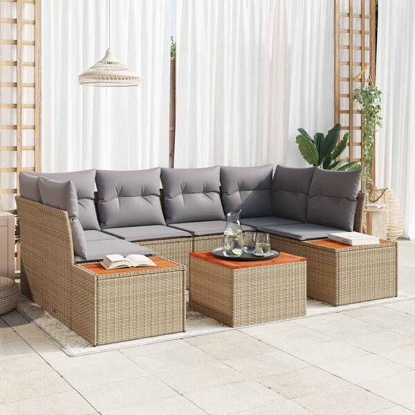 vidaXL Ensemble de canap&eacute; de jardin 6 pcs Beige Poly rotin