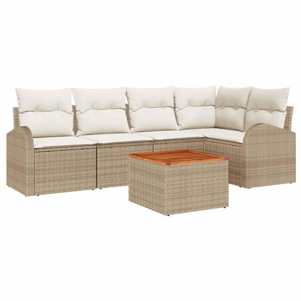 vidaXL Ensemble de canap&eacute; de jardin 6 pcs Beige et blanc