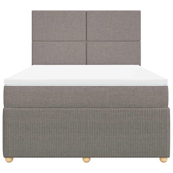 vidaXL Sommier &agrave; lattes de lit avec matelas Taupe 160x200 cm Tissu