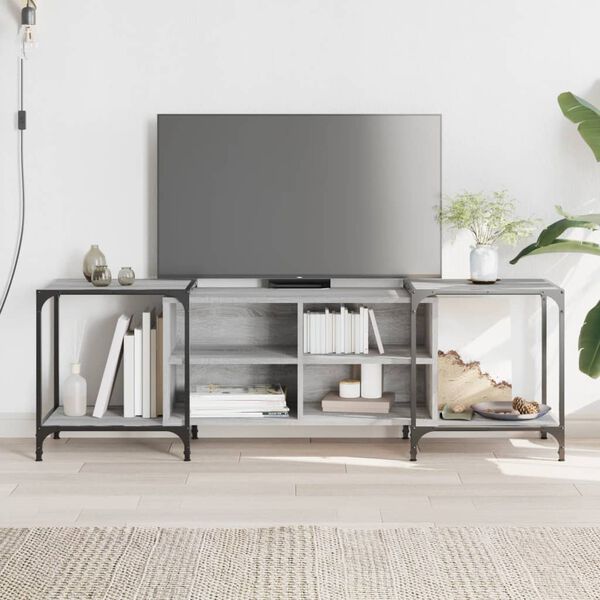 vidaXL Meuble TV sonoma gris 153x37x50 cm bois d'ing&eacute;nierie