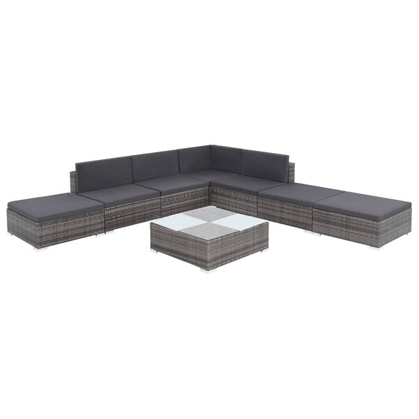 vidaXL Salon de jardin 8 pcs avec coussins résine tressée gris