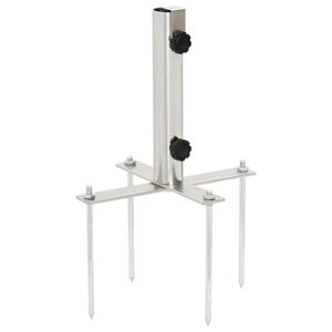 vidaXL Base de parasol avec piquets de sol &Oslash;32-38 mm argent&eacute; acier