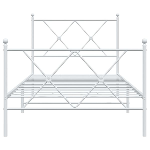 vidaXL Cadre de lit métal sans matelas avec pied de lit blanc 90x190cm