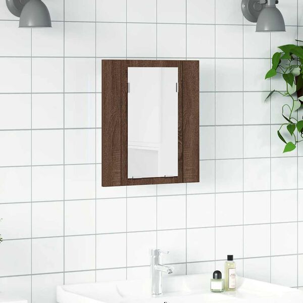 vidaXL Armoire &agrave; miroir LED de salle de bain ch&ecirc;ne marron 40x12x45 cm