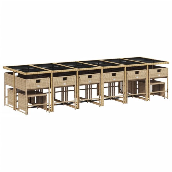 vidaXL Ensemble &agrave; manger de jardin et coussins 17 pcs m&eacute;lange beige
