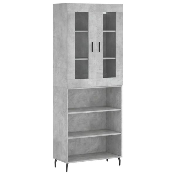 vidaXL Buffet haut Gris b&eacute;ton 69,5x34x180 cm Bois d'ing&eacute;nierie