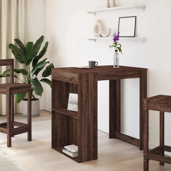 vidaXL Table de bar chêne marron 102x70x103,5 cm bois d'ingénierie