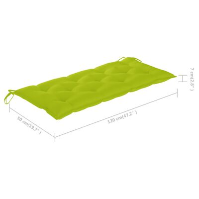 vidaXL Balancelle avec coussin vert vif 120 cm Bois de teck solide