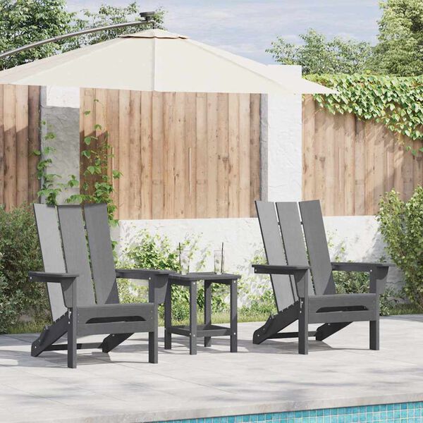 vidaXL Chaise de jardin 3 pcs Gris clair 80.5 x 74.5 x 92 cm