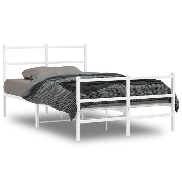 vidaXL Cadre de lit métal sans matelas et pied de lit blanc 120x200 cm