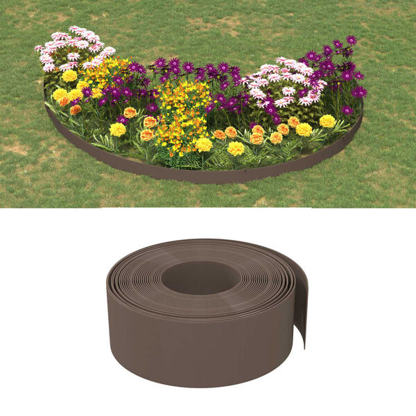vidaXL Bordures de jardin 5 pcs marron 10 m 20 cm poly&eacute;thyl&egrave;ne