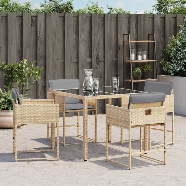 vidaXL Chaises de jardin avec coussins lot de 4 mélange beige