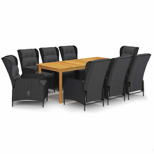 vidaXL Ensemble &agrave; manger de jardin 9 pcs Gris fonc&eacute;