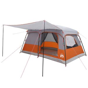 vidaXL Tente familiale 10 personne Gris et orange Polyester et Acier