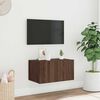 vidaXL Meuble TV mural avec lumi&egrave;res LED ch&ecirc;ne marron 60x35x31 cm