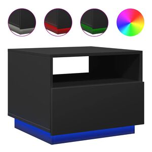 vidaXL Table basse avec lumi&egrave;res LED noir 50x49x40 cm