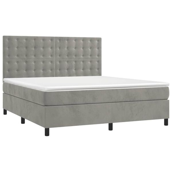 vidaXL Sommier &agrave; lattes de lit matelas et LED Gris clair 160x200 cm