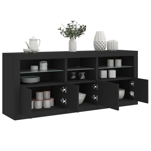 vidaXL Buffet avec lumières LED noir 162x37x67 cm