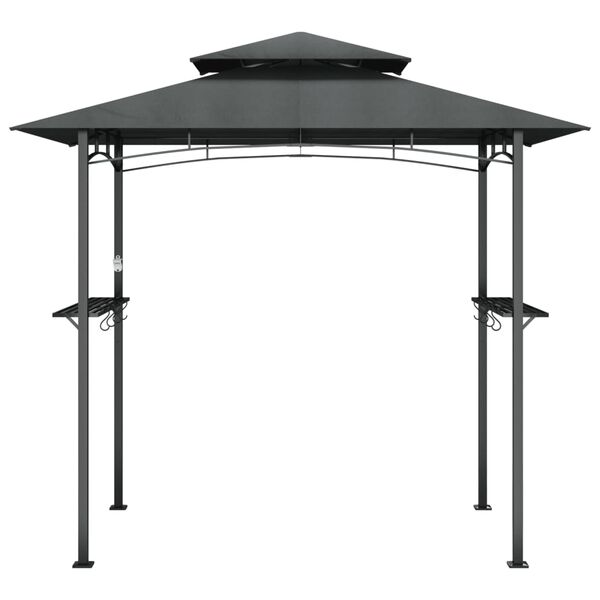 vidaXL Gazebo BBQ et étagères latérales anthracite 240x150x243cm acier