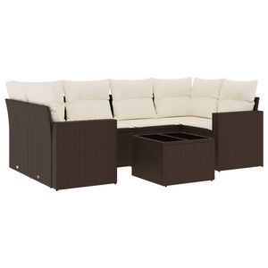 vidaXL Salon de jardin avec coussins 7 pcs marron r&eacute;sine tress&eacute;e