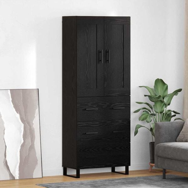 vidaXL Haut Armoire Ch&ecirc;ne noir 69,5 x 34 x 180 cm Bois d'ing&eacute;nierie