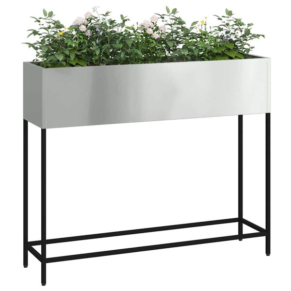 vidaXL Bac de jardin sur&eacute;lev&eacute; Argent 100 x 26 x 82 cm Acier galvanis&eacute;