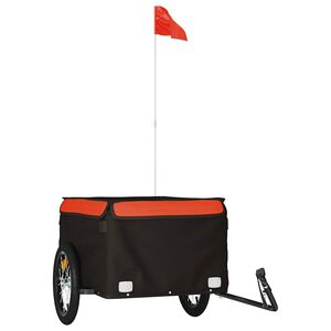 vidaXL Remorque de v&eacute;lo noir et orange 45 kg fer