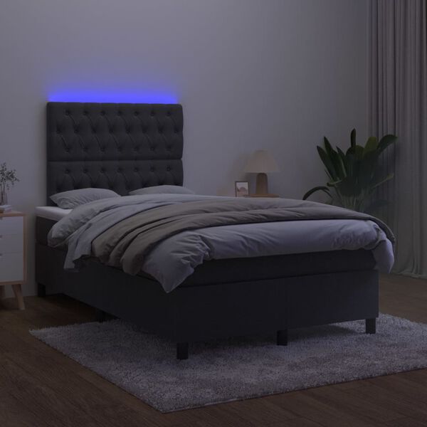 vidaXL Sommier &agrave; lattes de lit matelas et LED Noir 120x200 cm Velours
