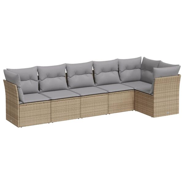 vidaXL Salon de jardin avec coussins 6 pcs beige r&eacute;sine tress&eacute;e