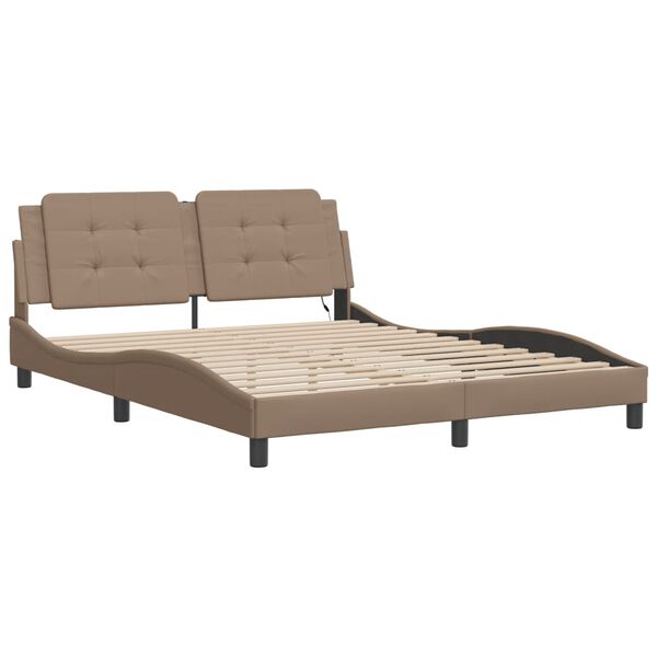 vidaXL Cadre de lit avec LED sans matelas Zadar cappuccino 160x200 cm