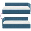 vidaXL Cadre de lit d'angle avec matelas 2 pcs Bleu Velours