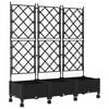 vidaXL Bac de jardin avec treillis et roues 3 pc Noir PP