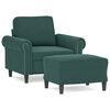vidaXL Fauteuil avec repose-pied Vert fonc&eacute; 60 cm Velours