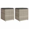 vidaXL Tabourets de jardin et coussins lot de 2 gris clair poly rotin