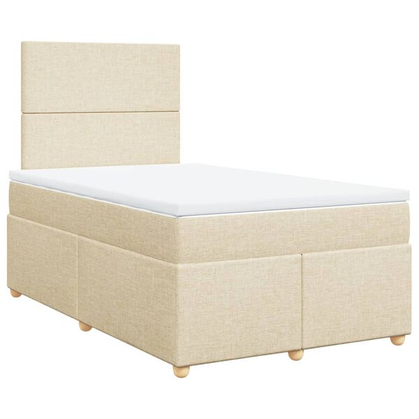 vidaXL Sommier &agrave; lattes de lit avec matelas Cr&egrave;me 120x200 cm Tissu