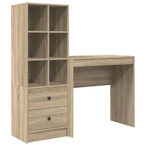 vidaXL Bureau avec tiroir avec &eacute;tag&egrave;re 2 pcs Ch&ecirc;ne Sonoma