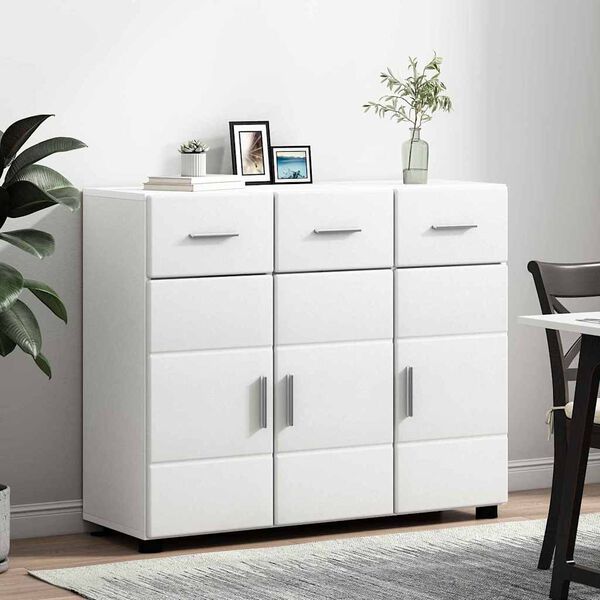 vidaXL Buffet FLORIN Blanc 88,5 x 30,5 x 73 cm Bois d'ing&eacute;nierie