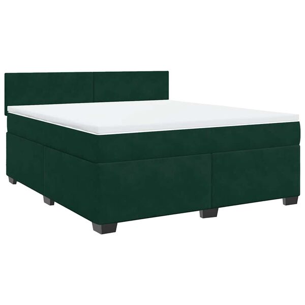vidaXL Sommier &agrave; lattes de lit et matelas Vert fonc&eacute; 180x200cm Velours