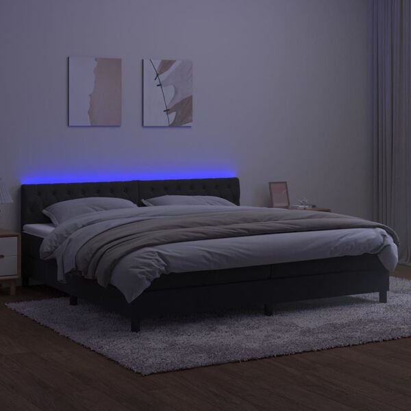 vidaXL Sommier &agrave; lattes de lit avec matelas et LED Noir 200x200 cm