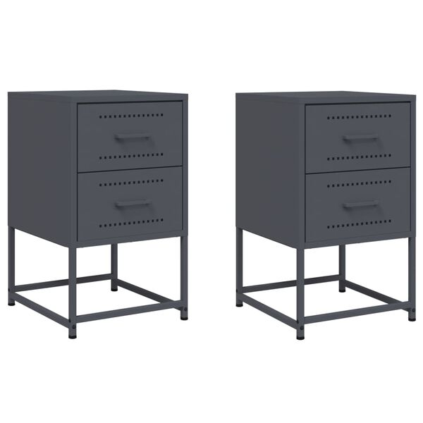vidaXL Tables de chevet 2 pcs anthracite 36x39x60,5 cm acier